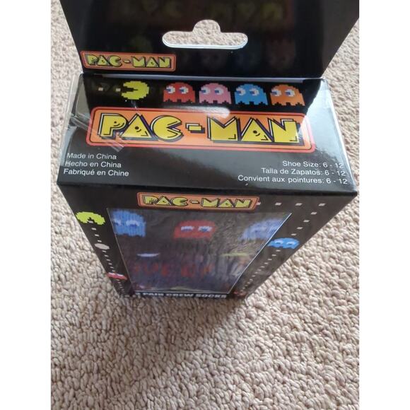 Pac-Man Crew Socks Set of 2 One Blue Pair One Black Pair New In Box Shoe Sz 6-12 - Picture 6 of 8